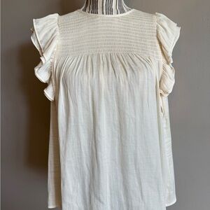 POPSUGAR Cream Ruffle Sleeve Blouse